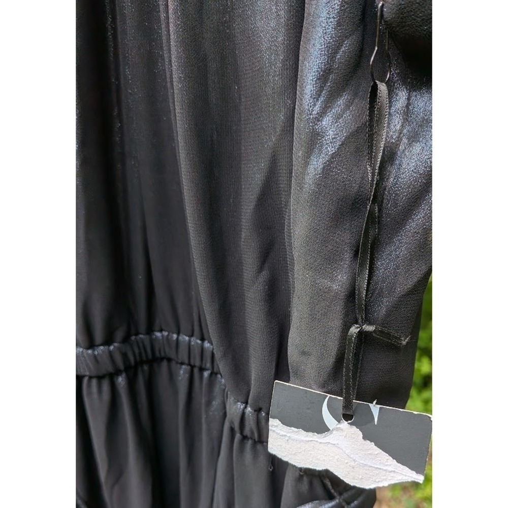 New Simply Vera Wang Maxi Dress M Shiny Blue Iridescent Tiered Glam Shimmer - Picture 7 of 15